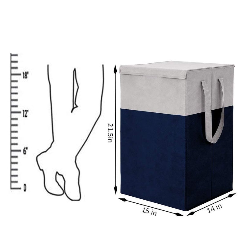 HomeSpire HomeSpire 75 LTR Clothes Basket Toy Storage Box Foldable Laundry Bag Lid Handles Clothes Dress Bin Washing Cloth Basket Dhakkan BoxBlue - Image 5