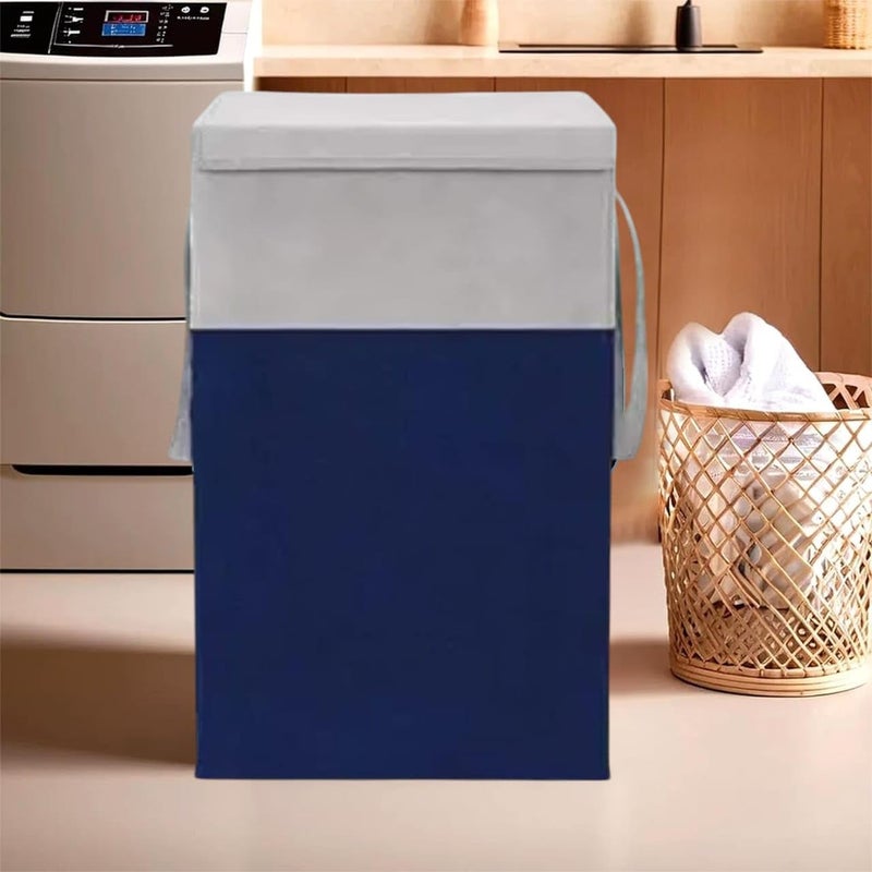 HomeSpire HomeSpire 75 LTR Clothes Basket Toy Storage Box Foldable Laundry Bag Lid Handles Clothes Dress Bin Washing Cloth Basket Dhakkan BoxBlue - Image 2
