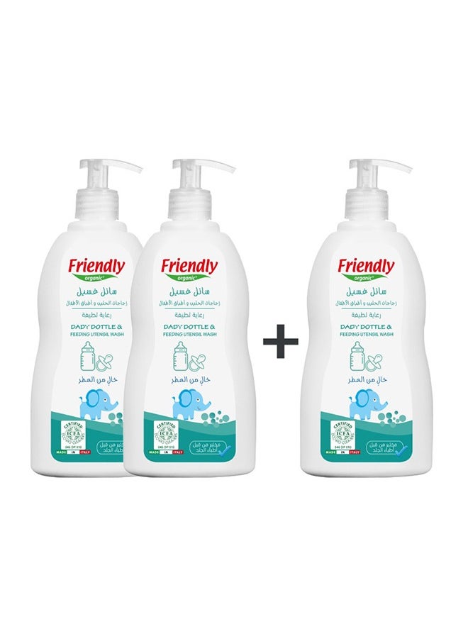 FRIENDLY ORGANIC Baby Bottle and Feeding Utensils Cleanser 500ml Pack of 3 - Ideal for Cleaning Baby Bottles Teats & Accessories, 100% Organic & Plant-Based, Fragrance-Free, Non-Toxic & Hypoallergenic, Removes Milk Residue & Odors with Easy Rinse Formula  - Image 1