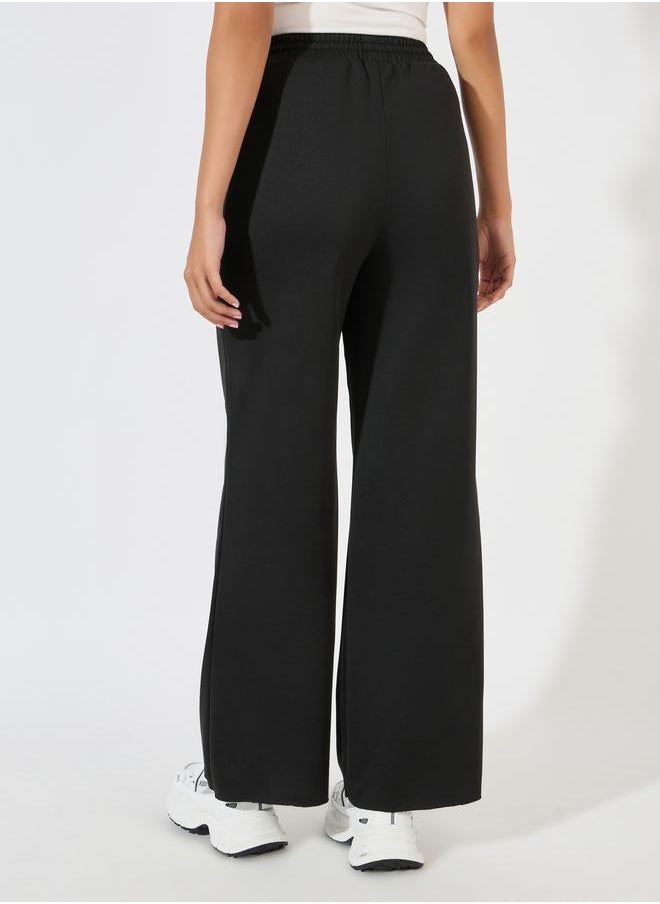 Solid Wide Leg Joggers with Drawstring Waistband