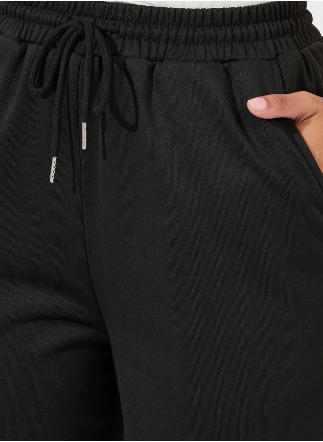 Solid Wide Leg Joggers with Drawstring Waistband
