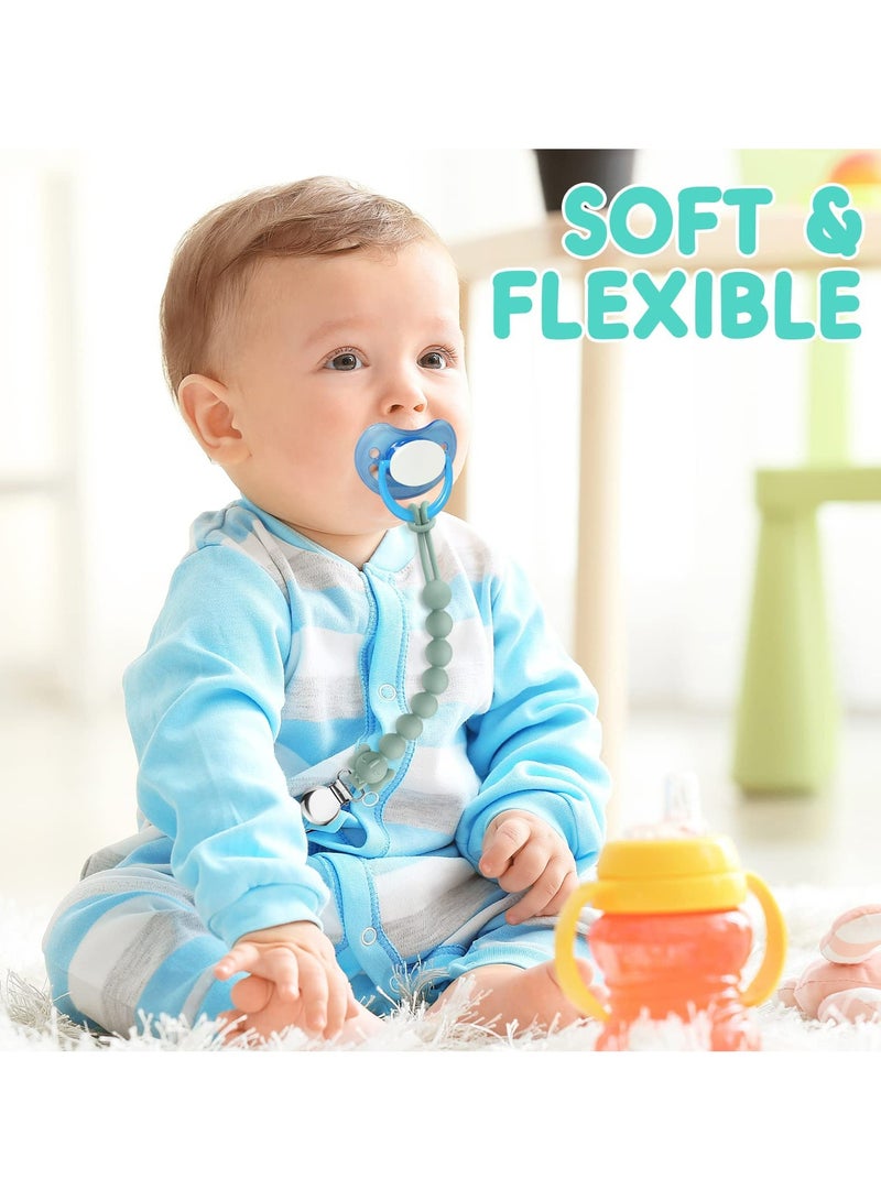 Pacifier Clip, Silicone Baby Pacifier Holder One Piece Teething Beads Design Keeps Pacifiers Teethers & Small Toys in Place, BPA Free Soothers Pacifier Clips for Baby Boy/Girl (Pack of 3) - Image 4