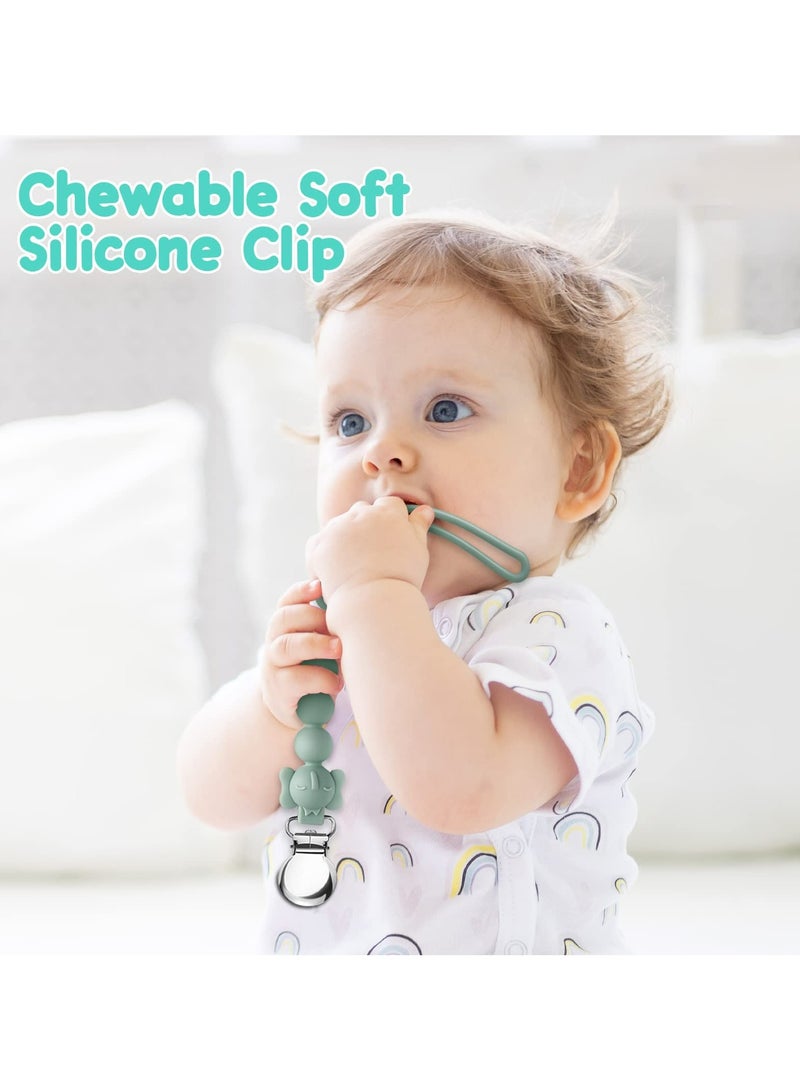 Pacifier Clip, Silicone Baby Pacifier Holder One Piece Teething Beads Design Keeps Pacifiers Teethers & Small Toys in Place, BPA Free Soothers Pacifier Clips for Baby Boy/Girl (Pack of 3) - Image 5
