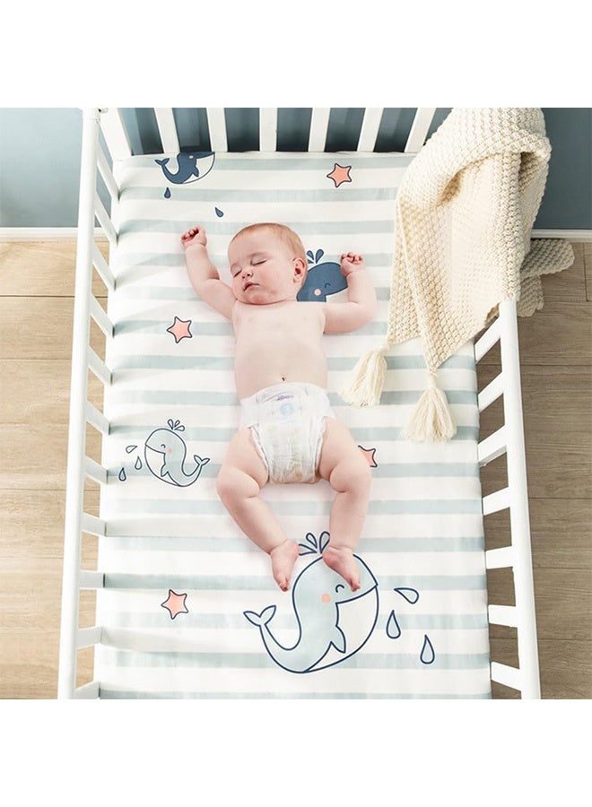 Peachjoy Organic Crib Sheets, 2 Pack Fitted Crib Sheet for Standard Crib Toddler Mattress, Soft Organic Cotton Baby Sheet Unisex Crib Fitted Sheet 70x130cm (Bunny+Car) - Image 5