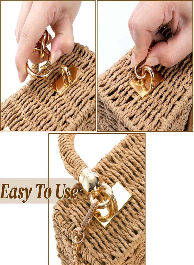 Noamus Square Straw Handbag, Vintage Women's Wicker Basket Bag, Handmade Rattan Crossbody Bag, Boho Tote Bag with Detachable Shoulder Strap for Summer Beach Casual Vacation Chic - Image 2