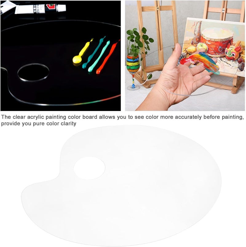 مجموعة لوحة الرسم البيضاوية من زيروديكو الأكريليك مع صينيتين من الأكريليك بسمك 2 مم (25x15 سم) و5 كاشطات طلاء، لوحة خلط فنية قابلة لإعادة الاستخدام، أدوات رسم DIY للفنانين والحرفيين. - Image 2