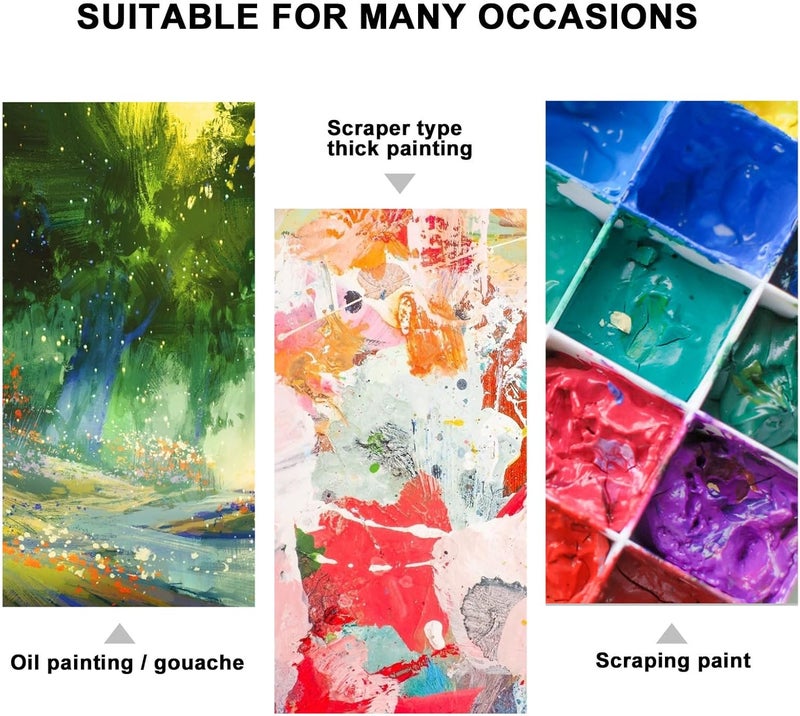 مجموعة لوحة الرسم البيضاوية من زيروديكو الأكريليك مع صينيتين من الأكريليك بسمك 2 مم (25x15 سم) و5 كاشطات طلاء، لوحة خلط فنية قابلة لإعادة الاستخدام، أدوات رسم DIY للفنانين والحرفيين. - Image 5