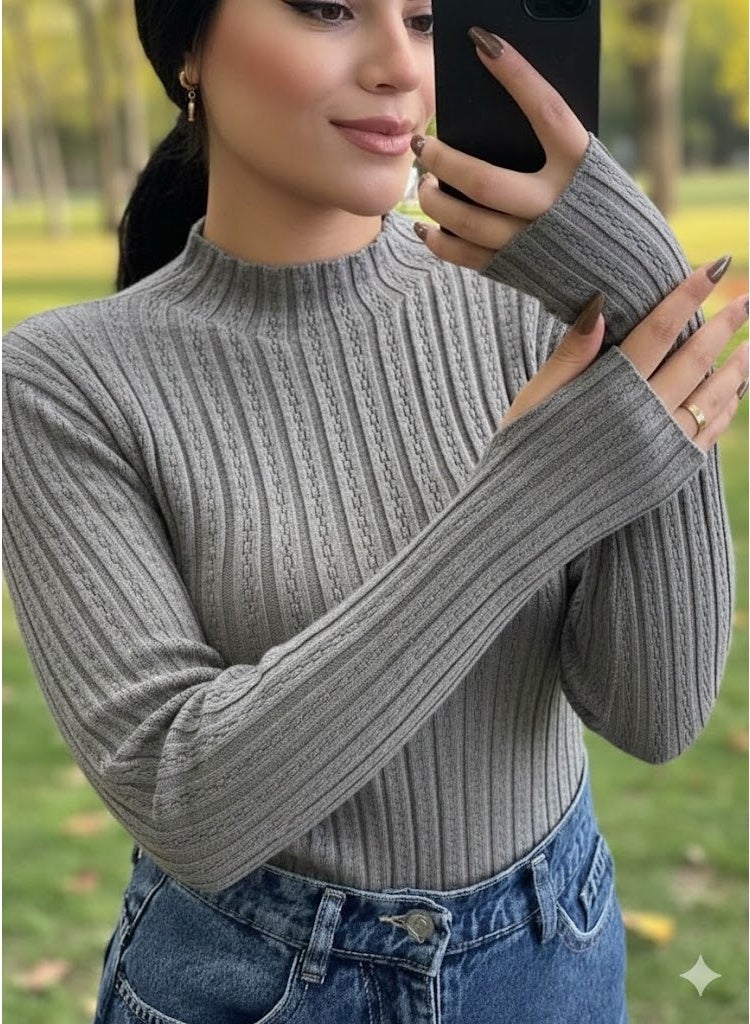 بودي حريمي مضلع كم طويل – تصميم أنيق وخامة مرنة تناسب جميع الإطلالات - وان سايز - Image 1