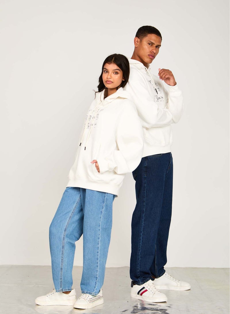 Premoda Unisex Sweat Shirt  Loose Fit Printed Hoodie off white - Image 3