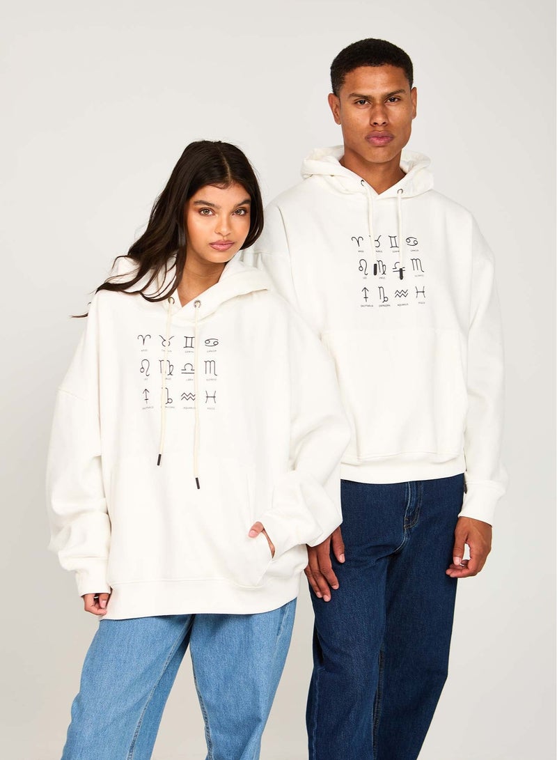 Premoda Unisex Sweat Shirt  Loose Fit Printed Hoodie off white - Image 4