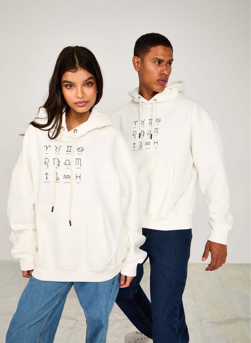 Premoda Unisex Sweat Shirt  Loose Fit Printed Hoodie off white - Image 5