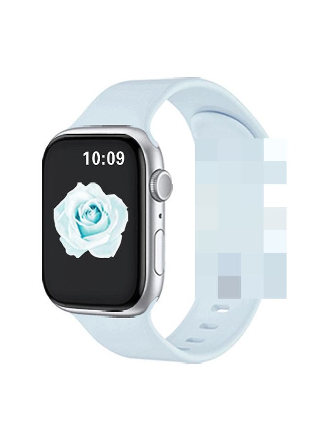 For Apple Silicone Strap Iwatch Strap Apple Watch With Butterfly Buckle 8 Buckle Apple Strap Bag Buckle-Color:Sky Blue-Specifications:38/40/41mm Small Size - Image 1