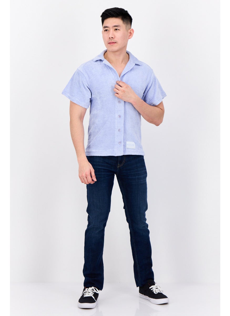 Sixth June Men Regular Fit Textured Short Sleeves Casual Shirt, Blue  - Image 4