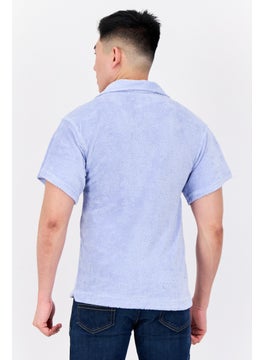 Sixth June Men Regular Fit Textured Short Sleeves Casual Shirt, Blue  - Image 3