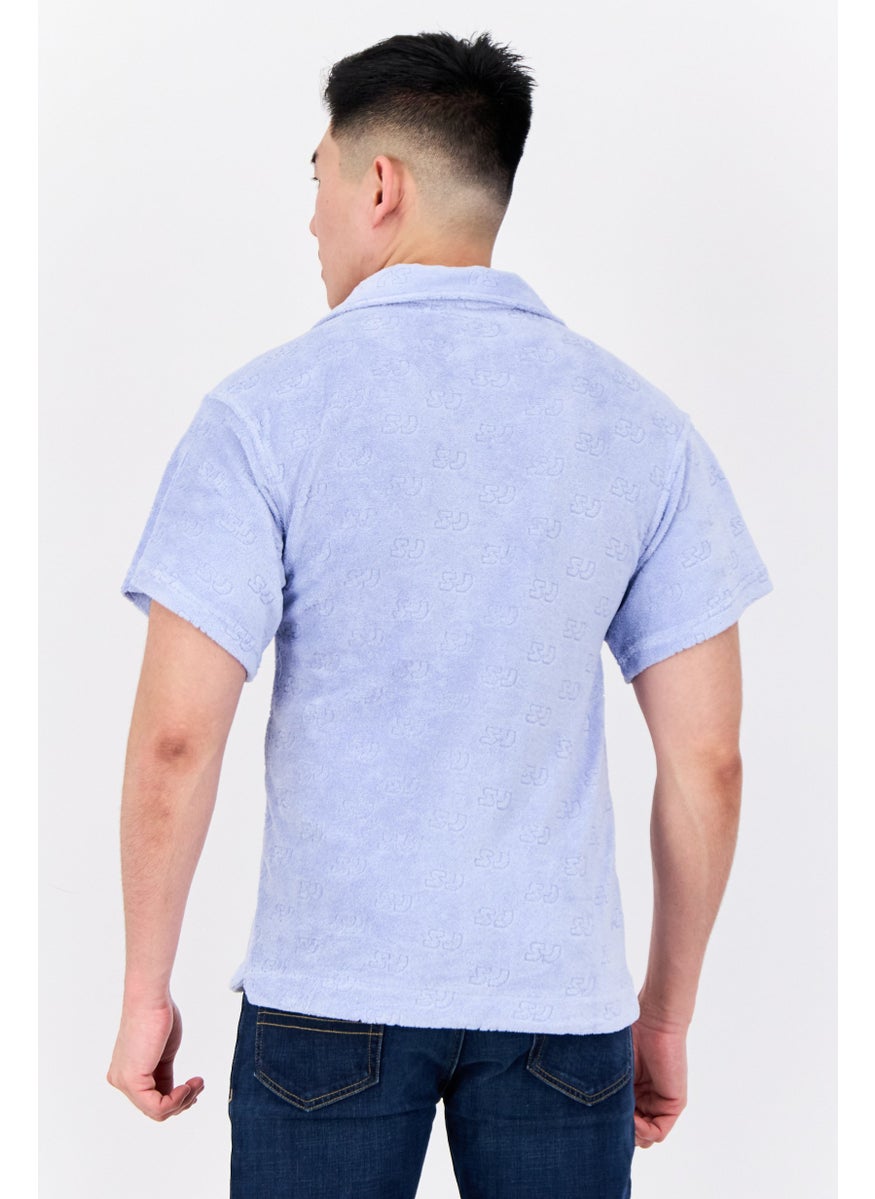 Sixth June Men Regular Fit Textured Short Sleeves Casual Shirt, Blue  - Image 3