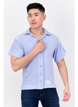 Sixth June Men Regular Fit Textured Short Sleeves Casual Shirt, Blue  - Image 1