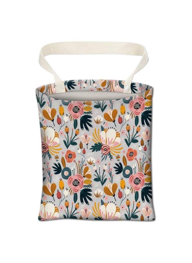 ABUIFDK Car Trash Can, Cute Car Trash Bag, Hanging Car Organizer and Storage Bag, Trash Bin for Car Accessories, Vehicle, Travelling, Camping Cute Blue Flowers - Image 1