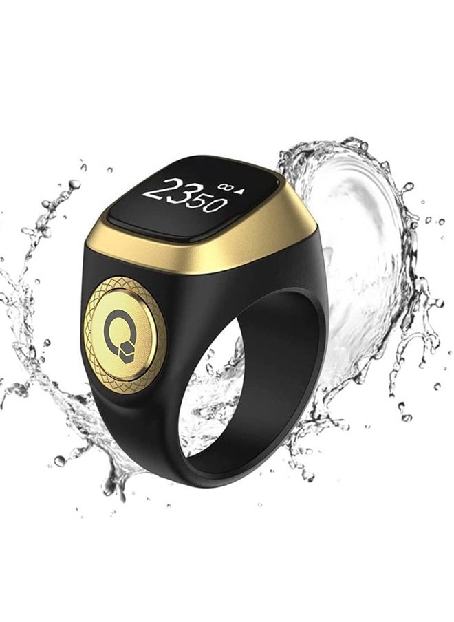 iQIBLA - Smart Tasbih Zikr Ring 20mm Muslim Prayer Time Reminder Prayer OLED Display Wearable Technology Tasbih Counter Waterproof with Bluetooth Black - Image 1