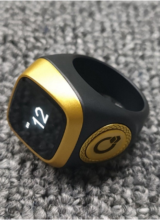 iQIBLA - Smart Tasbih Zikr Ring 20mm Muslim Prayer Time Reminder Prayer OLED Display Wearable Technology Tasbih Counter Waterproof with Bluetooth Black - Image 1
