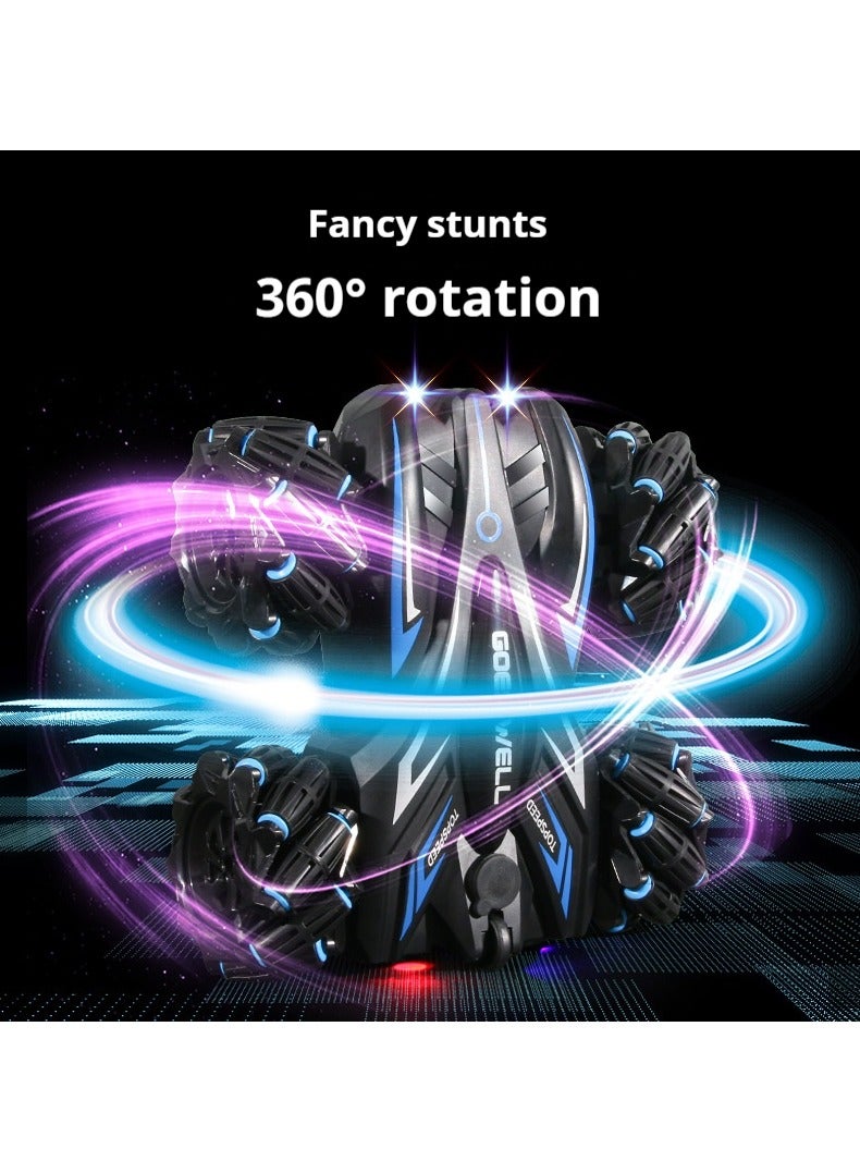 آه آه سيارة ألعاب بهلوانية مُحسّنة تعمل بالتحكم عن بُعد، تدور بزاوية 360 درجة، قابلة لإعادة الشحن من الجهتين، مزودة بمصابيح أمامية رائعة، نظام رش مزدوج، سيارات سباق رباعية الدفع بتردد 2.4 جيجاهرتز، مناسبة للأطفال من سن 3 إلى 8 سنوات. - Image 3
