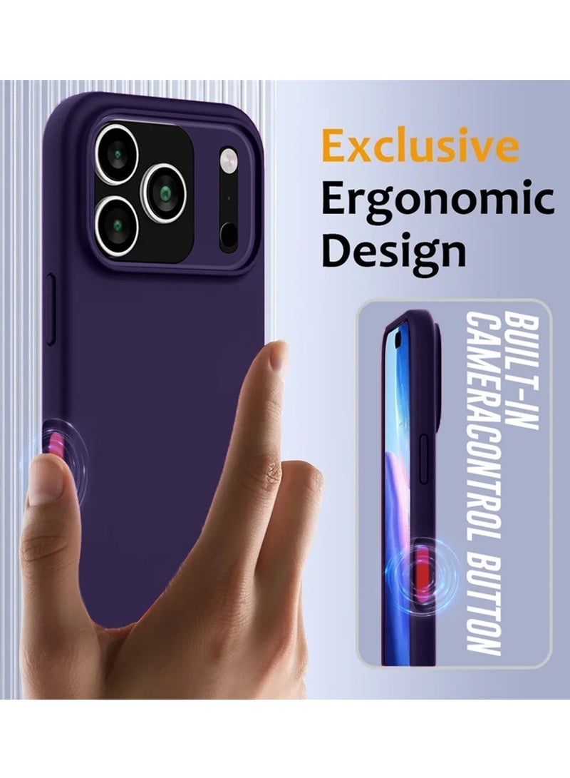 ELTRAZONE Soft Liquid Silicone Case Cover for Apple iPhone 17 Pro 5G (2025) – Slim Shockproof Protective Phone Case with Anti-Scratch Microfiber Lining & Smooth Matte Finish – Eggplant Purple (MCRPSN) - Image 5