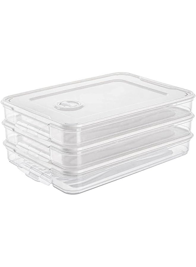 IAF Plastic Food Storage Containers, Stackable Fridge Freezer Crisper Storage Box, Stackable Food Container Tray Organizer 3 Layer Refrigerator Box, Transparent Slim Containers - Image 1