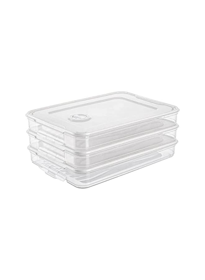 IAF Plastic Food Storage Containers, Stackable Fridge Freezer Crisper Storage Box, Stackable Food Container Tray Organizer 3 Layer Refrigerator Box, Transparent Slim Containers - Image 2
