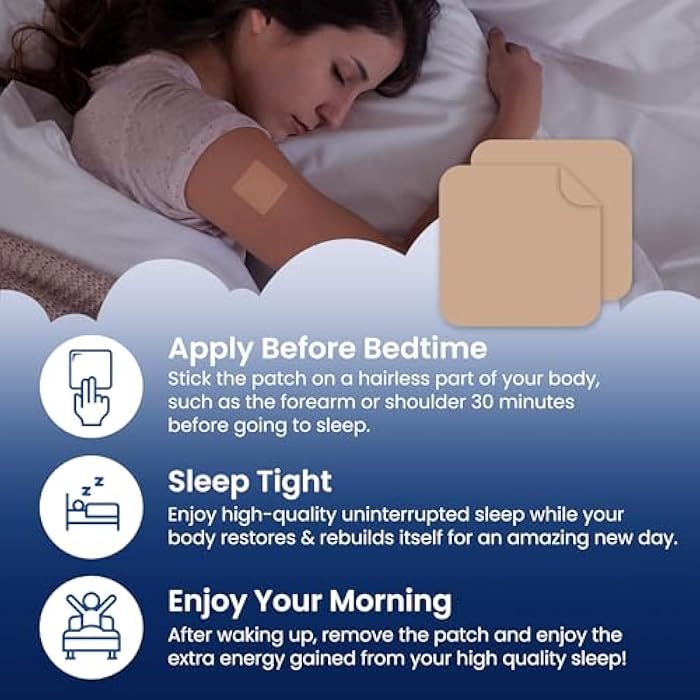MONIER Sleep Patches for Adults Extra Strength | Easy-to-Apply Sleep Patch with Melatonin & Valerian | Relax & Wake Up Refreshed | Long-Lasting Night Comfort for Men & Women | 60 Patches - Image 4