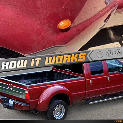 HERCOO LED Dually Bed Fender Side Marker Lights Front Rear Lamps Compatible with Ford 1999-2010 F350 F450 F550 Super Duty, Amber & Red - Image 5