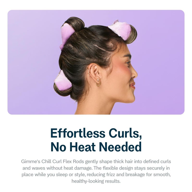 Gimme Beauty Chill Curl Heatless Flex Rods - Gentle & Bendable Hair Rods for Overnight Curls - Bouncy Waves with a Frizz-Free Finish - Snap Closure for Secure Hold - Thick Hair, 4 Count - Image 4