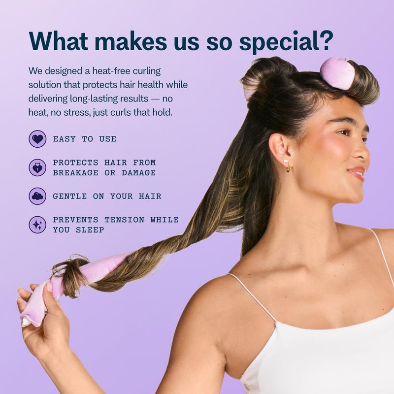 Gimme Beauty Chill Curl Heatless Flex Rods - Gentle & Bendable Hair Rods for Overnight Curls - Bouncy Waves with a Frizz-Free Finish - Snap Closure for Secure Hold - Thick Hair, 4 Count - Image 3