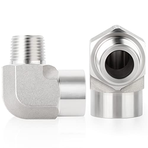 TAISHER 2PCS 304 Stainless Steel 90 Degree Barstock Street Elbow, 1/2 Inch NPT Male Pipe to 1/2 Inch NPT Female 304 Stainless Pipe Fitting - Image 2