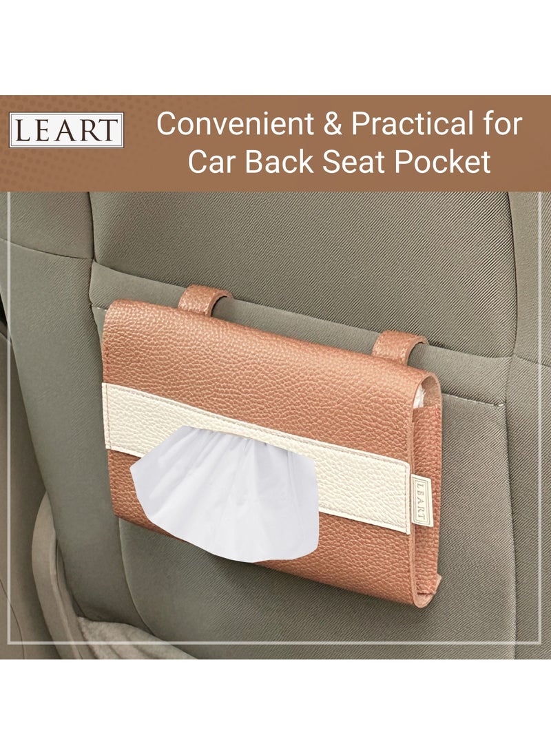 LeArt Leather Car Tissue Holder – Visor Tissue Box Holder for Car | Tissue Box for Car | Car Accessories Interior | Car Tissue Box | Visor Tissue Box Holder (Caramel Visor)  - Image 2