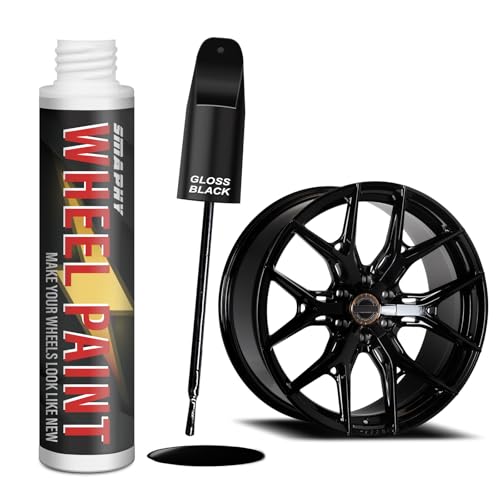 Smaphy Gloss Black Rim Touch Up Paint, Rim Paint, Wheel Scratch Repair Touch Up Paint Pen, Repair Curb Rash, Scratches, and Scuffs on Wheels Quickly and Easily, Universal Color Gloss Black - Image 1