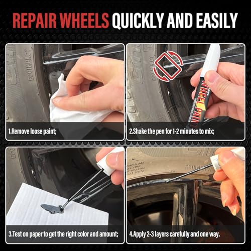 Smaphy Gloss Black Rim Touch Up Paint, Rim Paint, Wheel Scratch Repair Touch Up Paint Pen, Repair Curb Rash, Scratches, and Scuffs on Wheels Quickly and Easily, Universal Color Gloss Black - Image 4