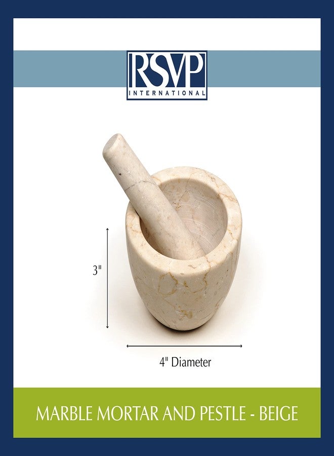 RSVP International Beige Marble Mortar & Pestle, 3 Ounce | Grind Spices, Powder Pesto, Mash Herbs, Crush Pills | Unique Marble Design - Image 3