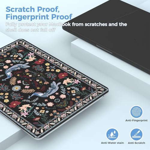 iCasso for M4 MacBook Air 13 inch Case 2025 2024-2022 M3 M2 Model A 3240 A3113 A2681, Sturdy Protective Hard Shell Case for Mac Air 13.6", Keyboard Cover + Screen Protector,Peacock Black - Image 3