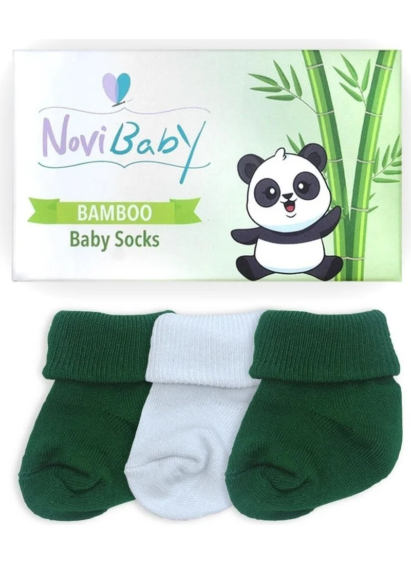 Novibaby 3-Piece Bamboo Newborn Baby Socks Nature