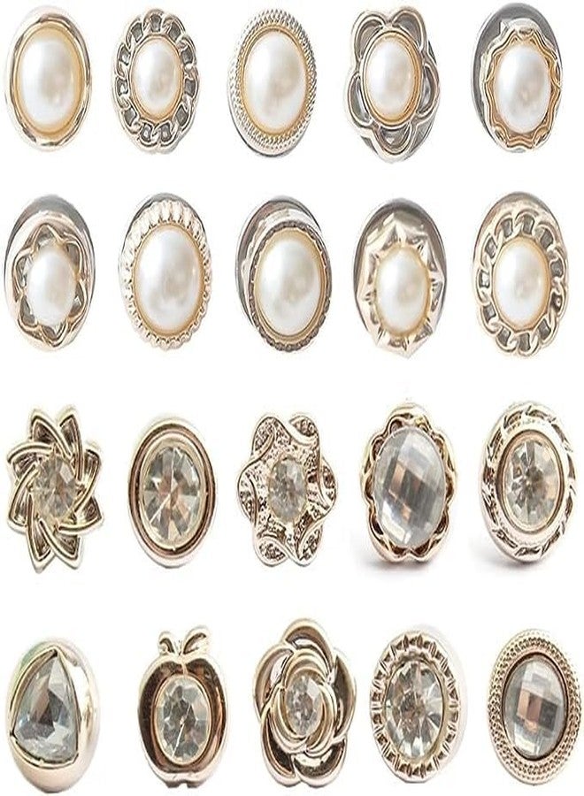 Trexee 20pcs Mix Pearl Brooch Pins for Women Cover Up Button Mini Saftey Shirt Brooch Pin, Jeans Button Pin Morden Peral Pin Brooch for DIY Clothing - Image 2