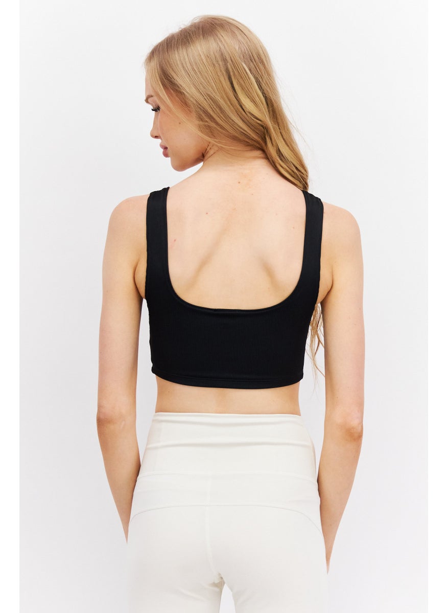 Reebok Women Sportswear Fit Brand Logo Training Sports Bra, Black  - Image 3