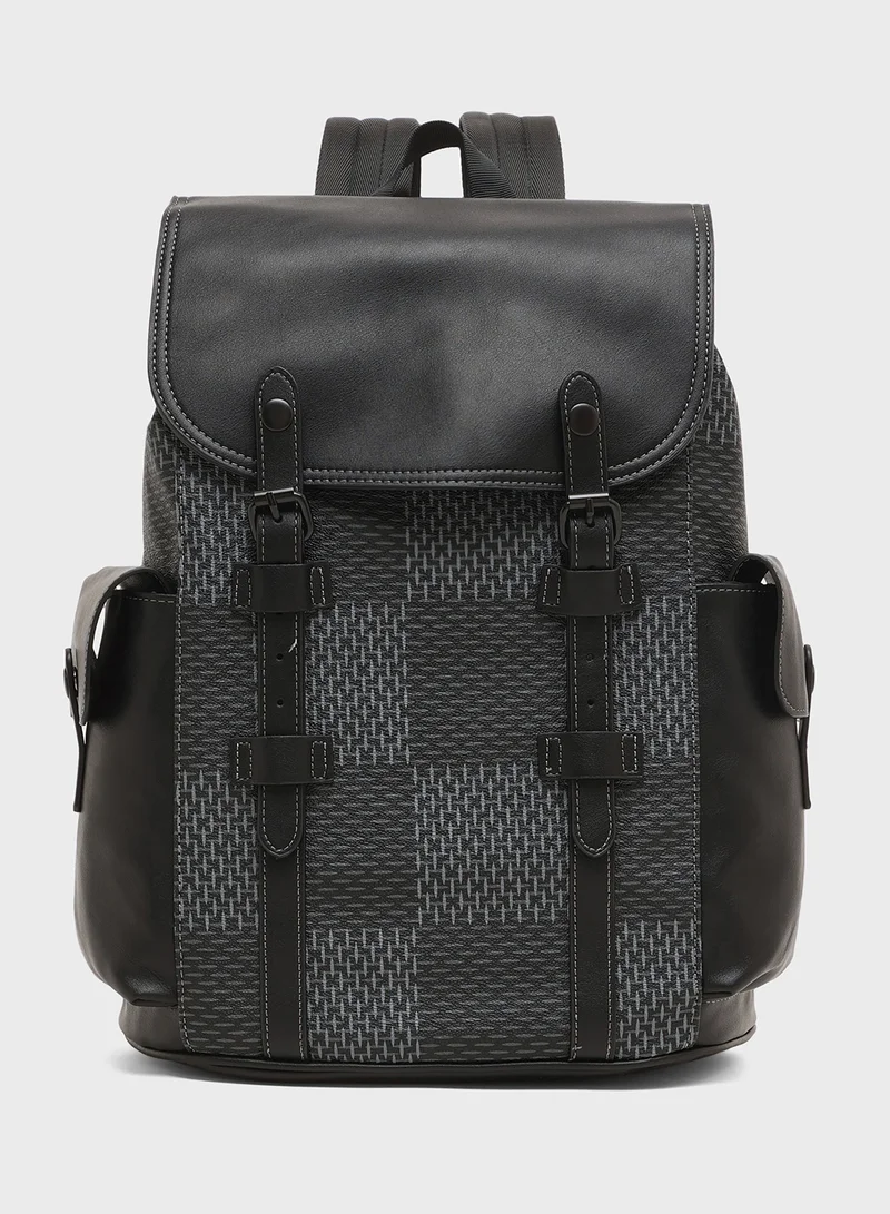 Robert Wood Check Printed Casual Backpack