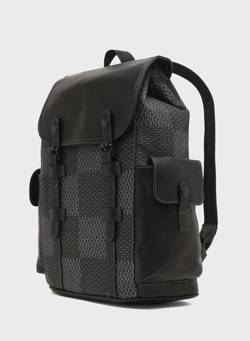 Robert Wood Check Printed Casual Backpack