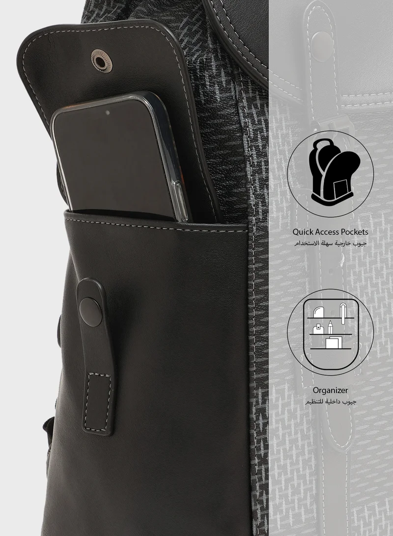 Robert Wood Check Printed Casual Backpack
