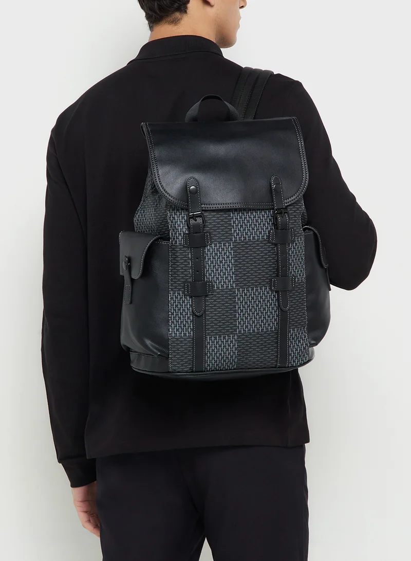 Robert Wood Check Printed Casual Backpack