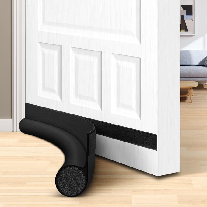 32 INCH DOOR DRAFT STOPPERS ADJUSTABLE DOOR BOTTOM SEALS KEEP COLD AIR OUT BLOCK NOISE LIGHT ODOR DUST SOUNDPROOF DOOR SWEEP FOR BOTTOM OF DOOR SUITABLE FOR INTERIOREXTERIOR BLACK