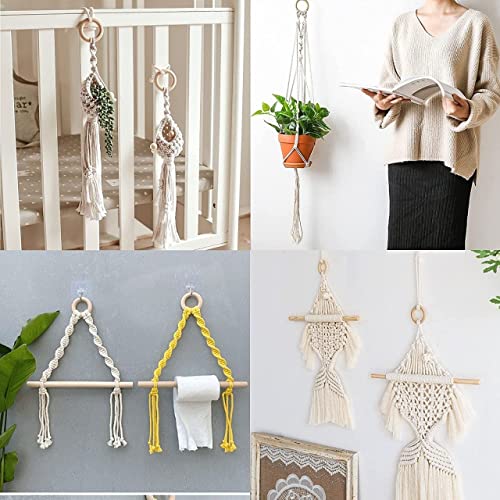 ecofynd 15pcs Easy Craft DIY Kit for Adult Beginners, Wood Dowels or Wooden Rings, Solid Hardwood Sticks or Natural Wood Rings, Unfinished Wood Circles for Crafting, Cotton, DIY (KIT008) - Image 4