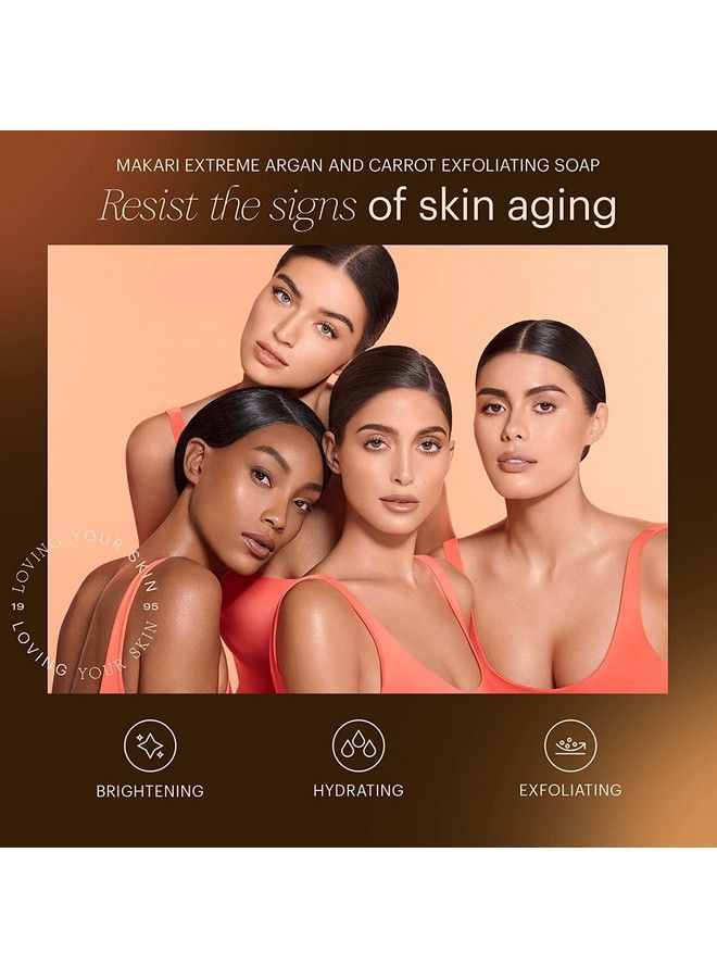 Makari صابون مقشر مكثف بزيت الأركان والجزر (7 أونصات) ; صابون بار متقدم لتفتيح البشرة ; مع مستخلص بذور المشمش والفيتامينات C و E ; يساعد على كشف إشراقة البشرة الطبيعية - Image 4