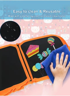 Generic Portable Reusable Erasable Waterproof Chalkboard Doodle Board Toys 16 Pages Portable Erasable Drawing Board Reusable Drawing Board Painting Book with 12 Colorful Erasable Pens for Kids Toddler  - Image 4