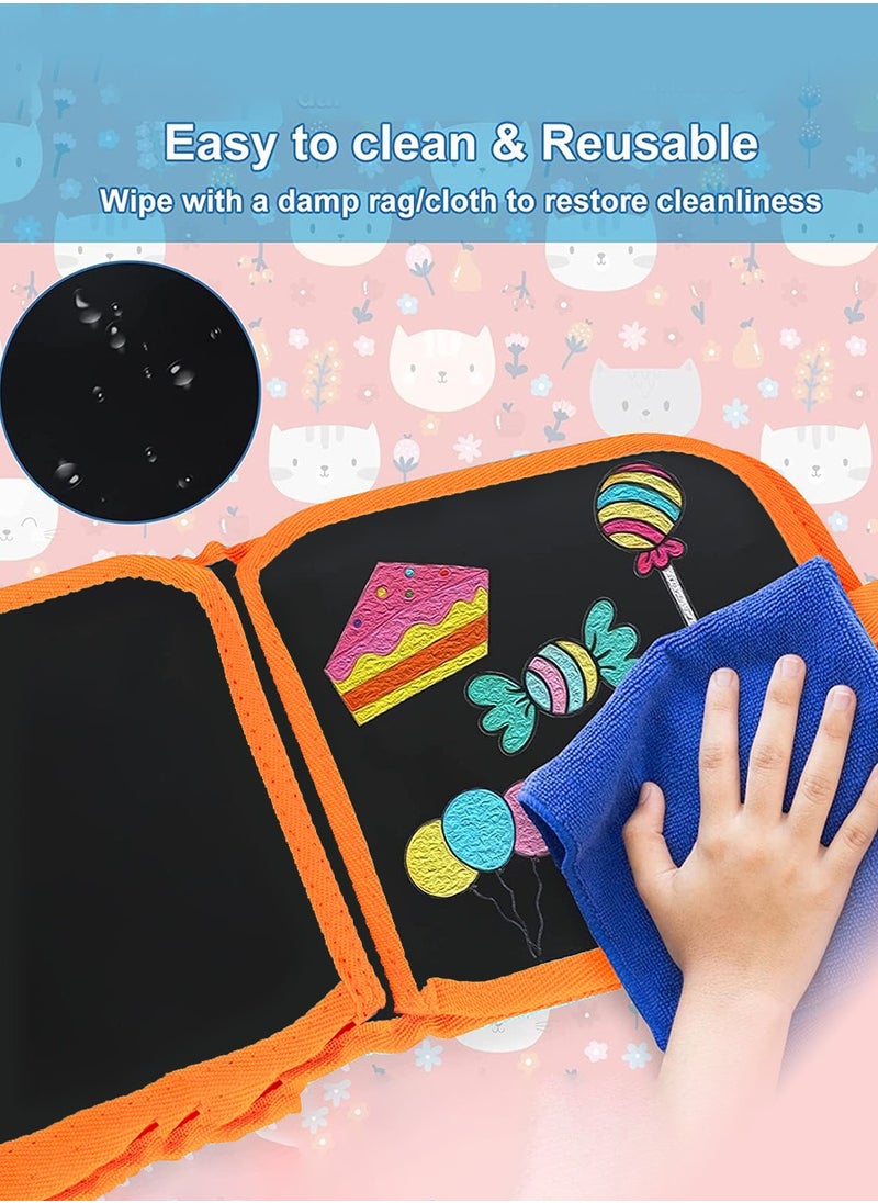 Portable Reusable Erasable Waterproof Chalkboard Doodle Board Toys 16 Pages Portable Erasable Drawing Board Reusable Drawing Board Painting Book with 12 Colorful Erasable Pens for Kids Toddler  - Image 4