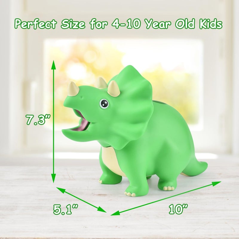 PJDRLLC Dinosaur Piggy Bank for Kids, Unbreakable Plastic Money Coin Bank for Boys and Girls, Great Gifts for Birthday, Easter, Christmas (Green) - Image 4